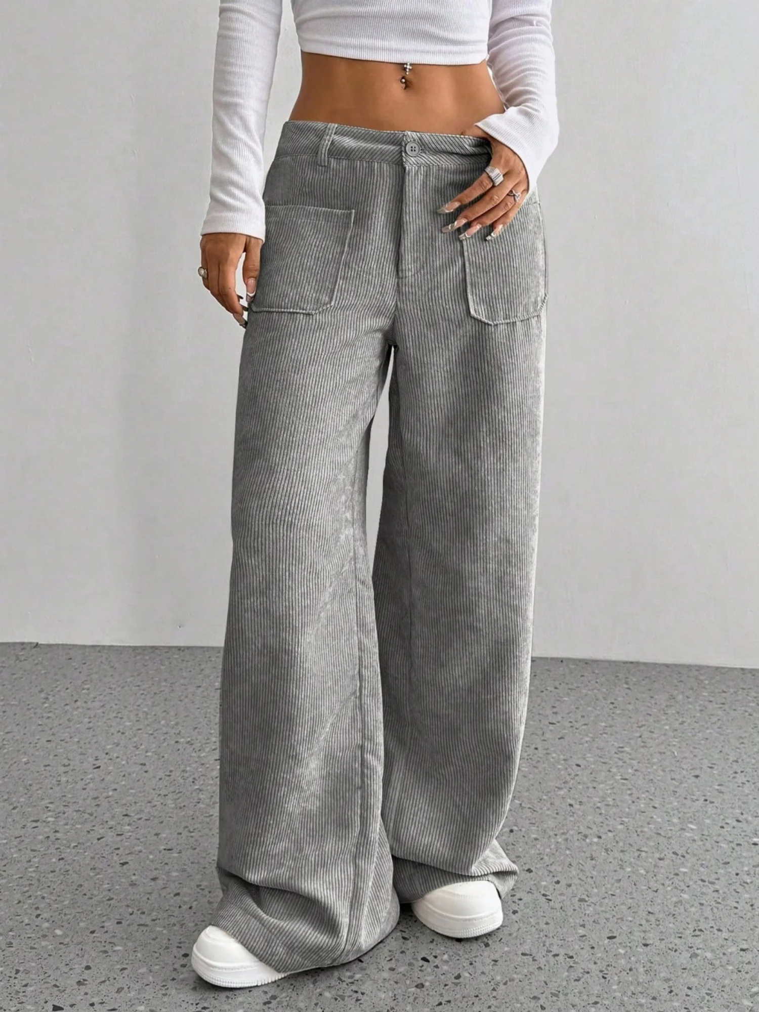 Pocket Loose Wide-leg Pants - Image 4