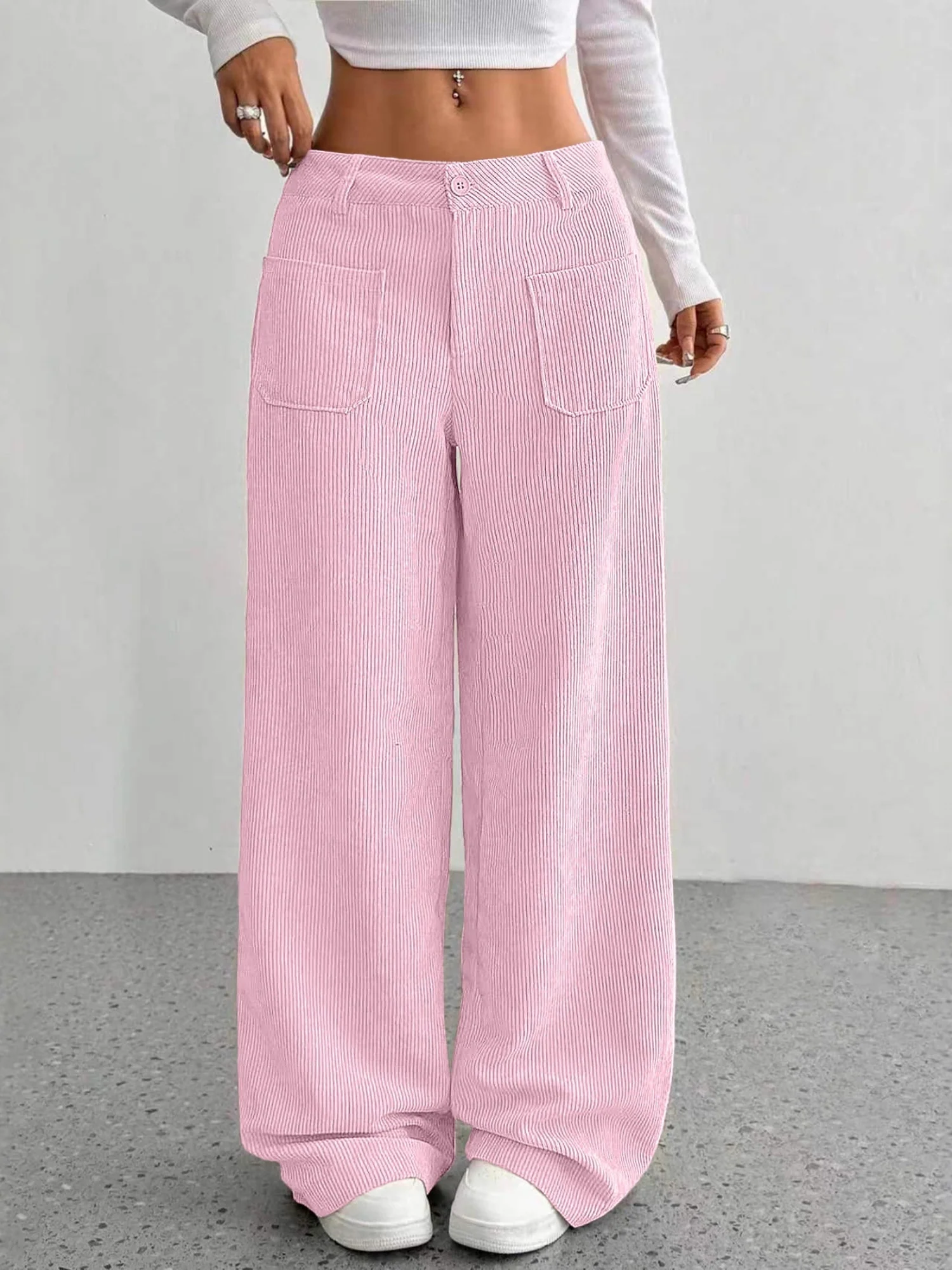 Pocket Loose Wide-leg Pants - Image 7