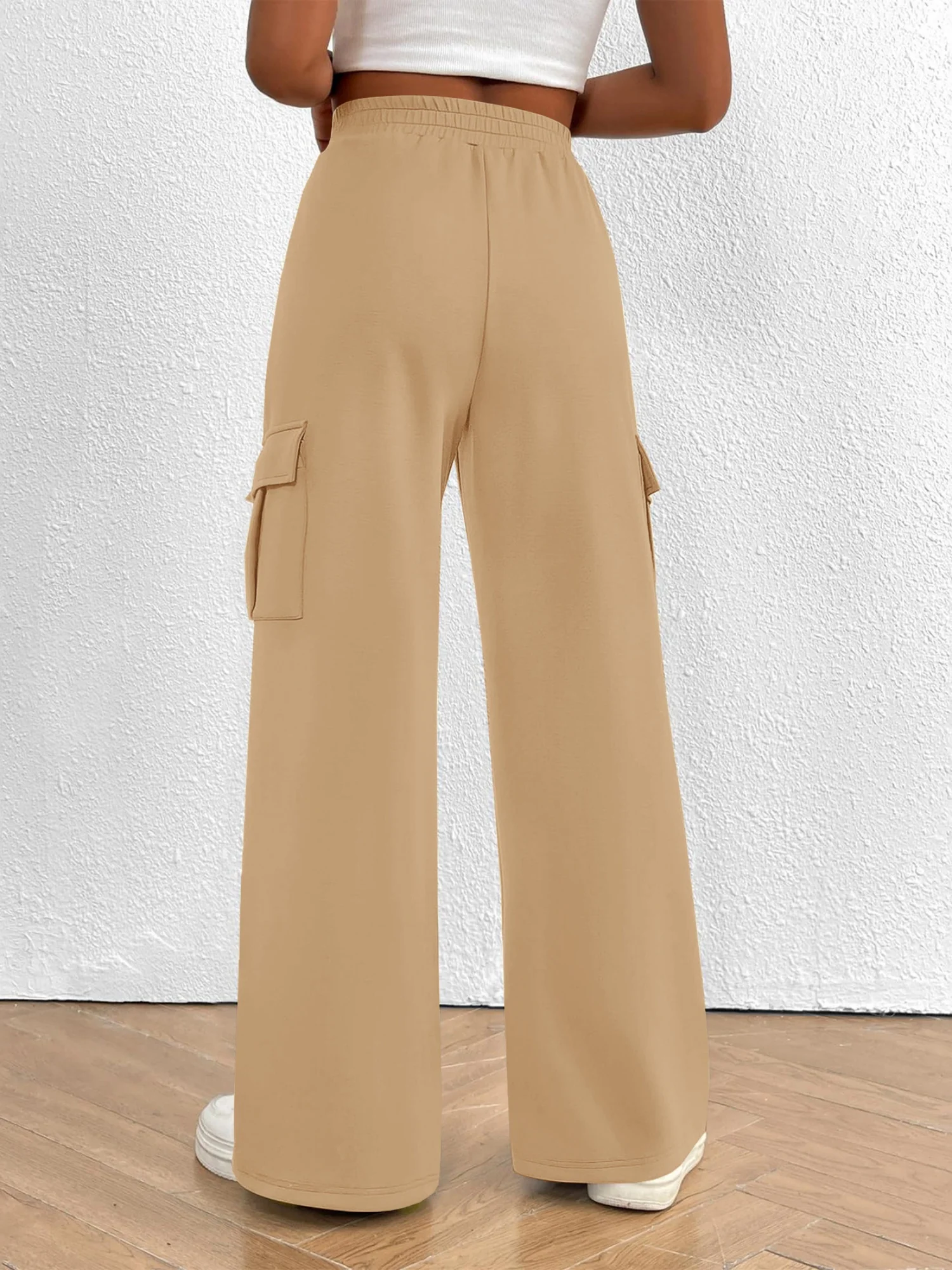 Elastic Waistband Lace Up Pocket Cargo Trousers - Image 5