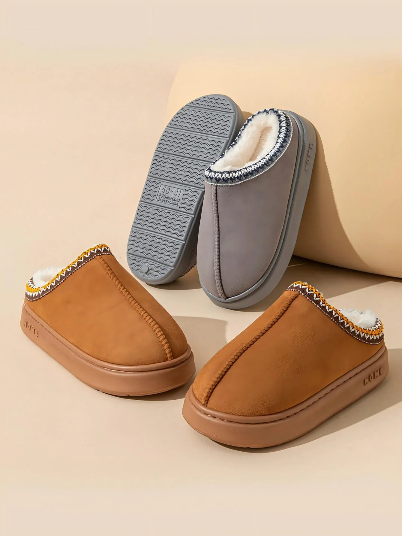 Solid Color Stitching Thick-soled Slippers - Image 3