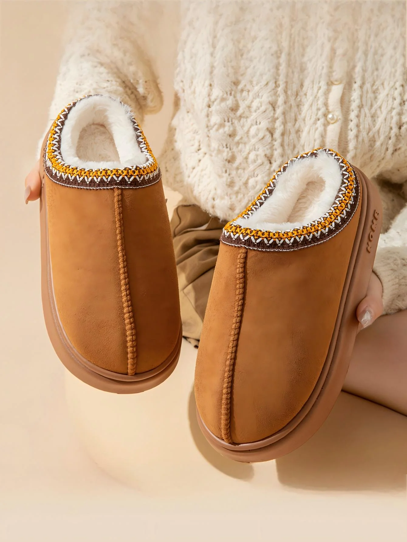 Solid Color Stitching Thick-soled Slippers - Image 7