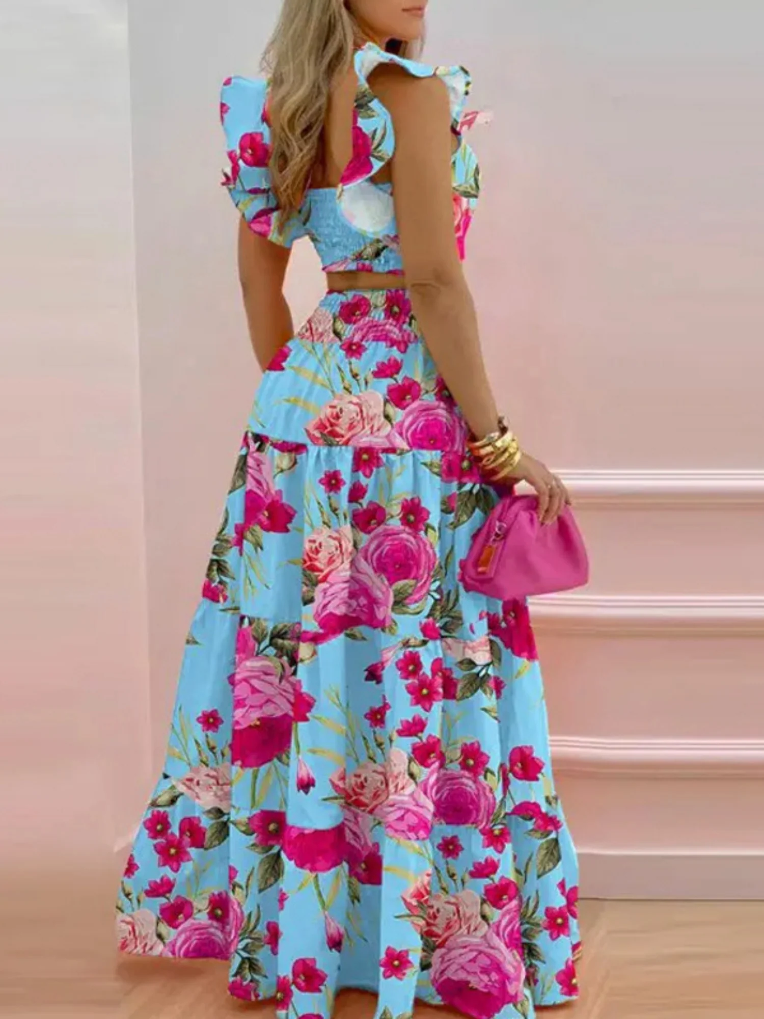 Tank Top Pleated Multi-layered Midi Skirt 2-piece Sets - Image 4