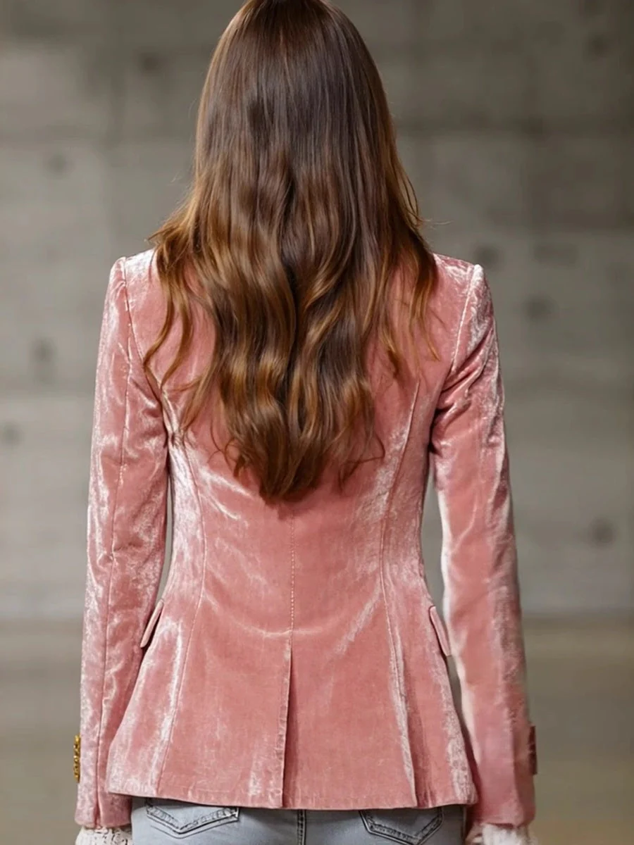 Long Sleeve Fashion Slim Fit Velvet Blazers - Image 2