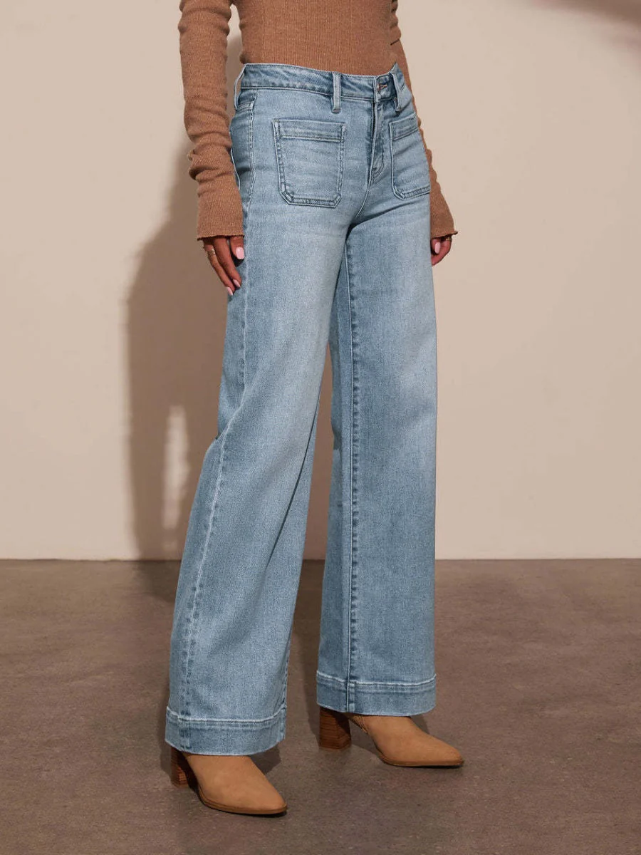 Slimming Wide Leg High Waist Straight Old Jeans - Image 8