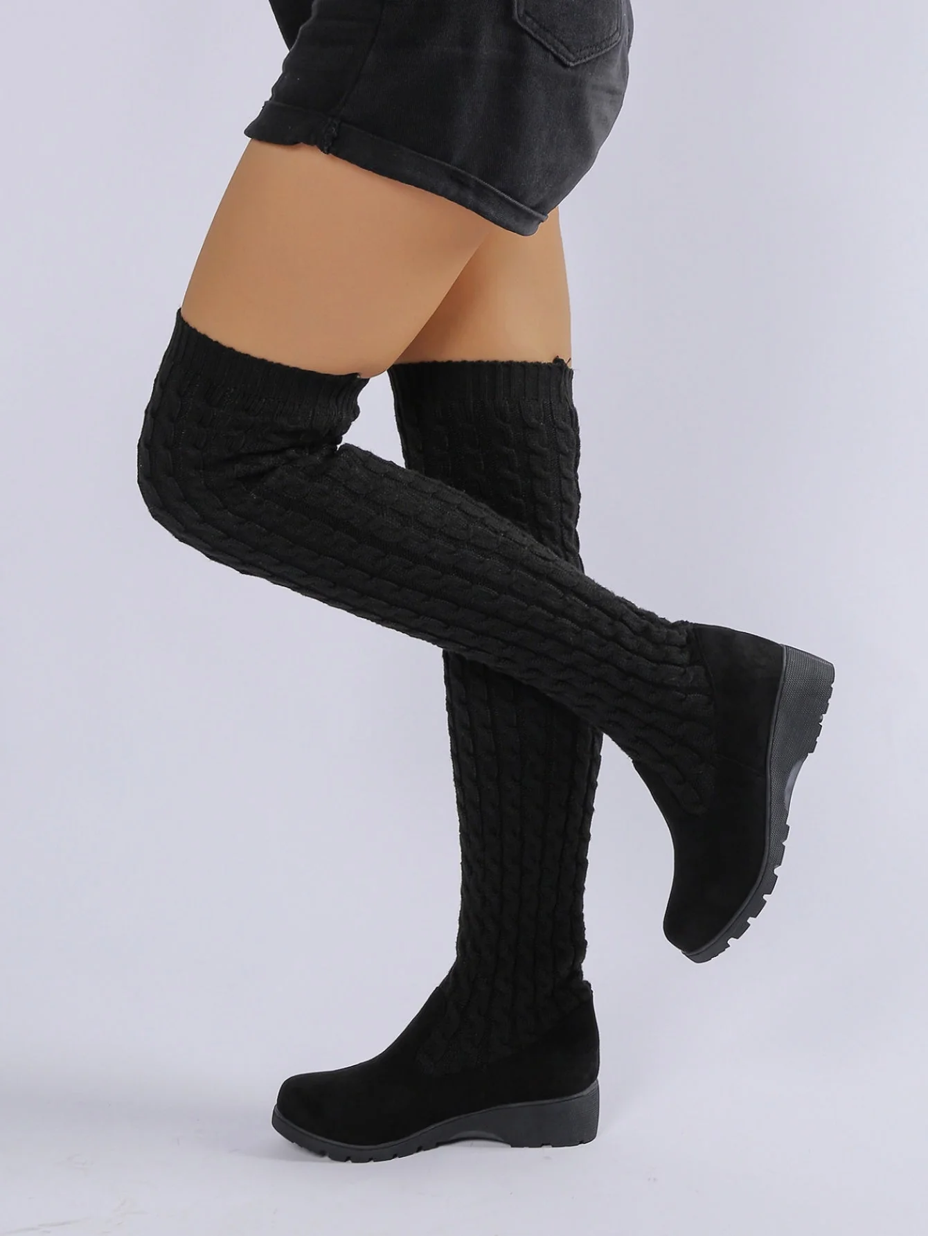 Over-the-knee Knitted Women's Boots - Image 3