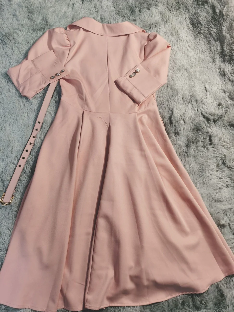 Lapel Trench Dress Commuting Grace Midi Dresses - Image 9