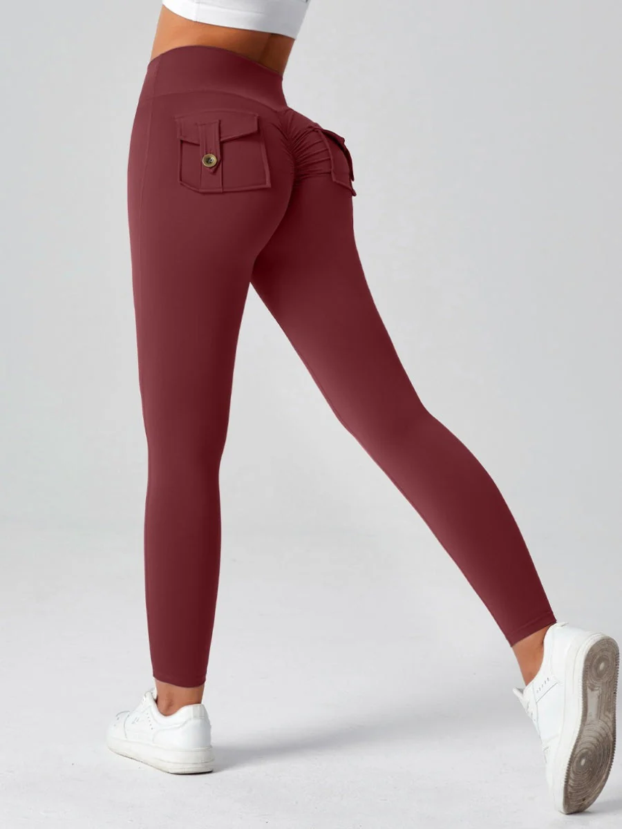 Pocket Peach Butt Yoga High Waist Buttocks Lift Sanded Stretch Tight Fit Sports Pants - Image 11