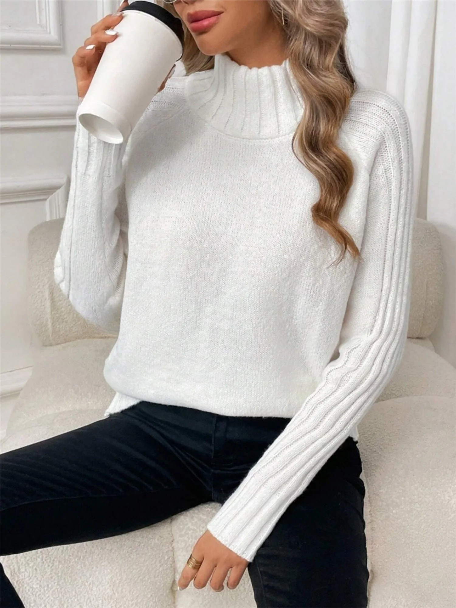 Turtleneck Raglan Long-sleeved Sweater - Image 3