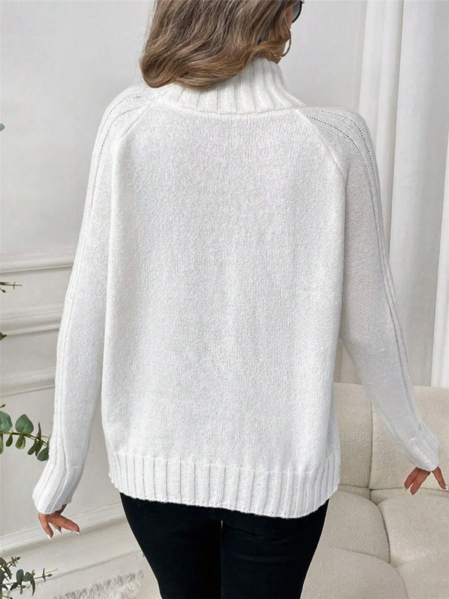 Turtleneck Raglan Long-sleeved Sweater - Image 4