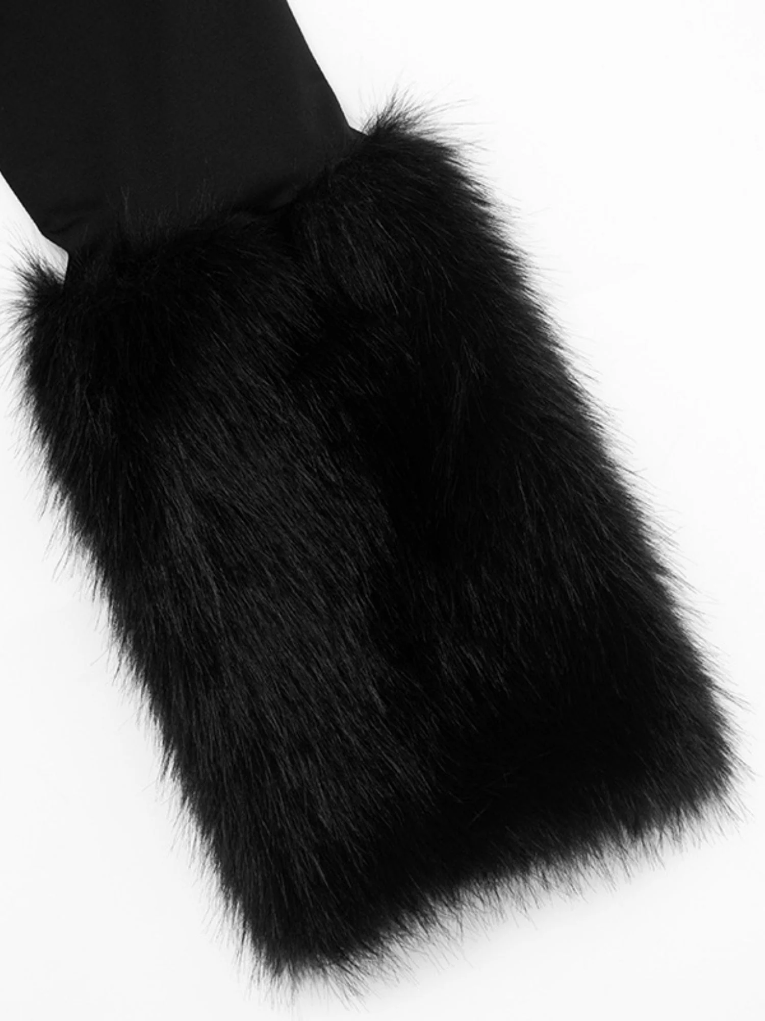 Fur Trim On Cuffs Solid Color Bodysuit - Image 8