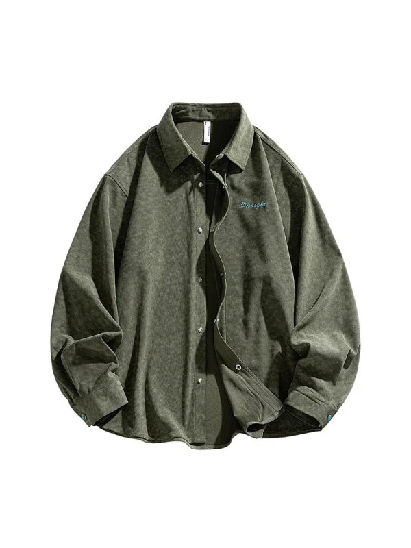 Printed Embroidery Corduroy Wear-resistant Shirts - Image 10