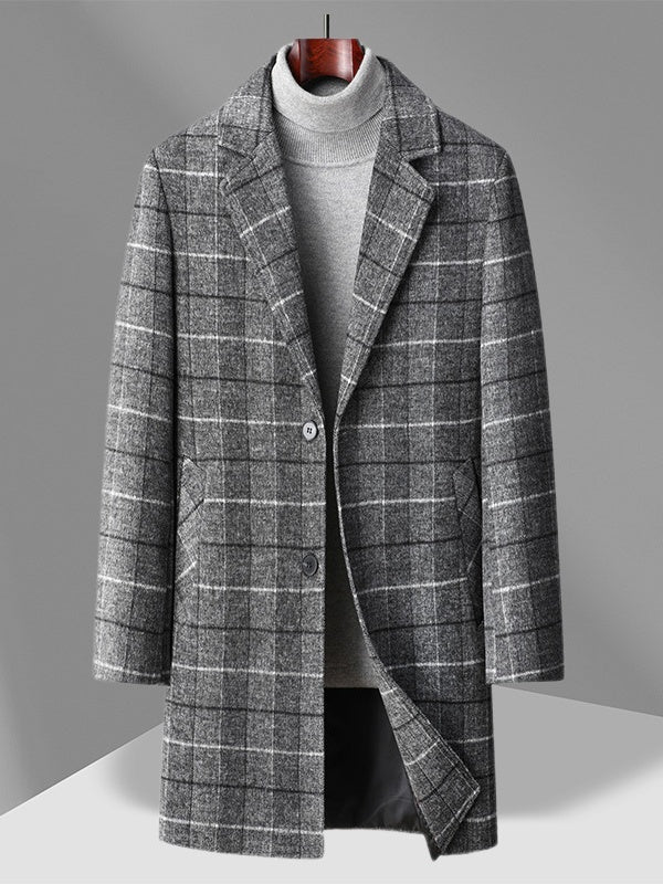 Mid-length Leisure Plaid Cotton Thickening Wool Coat - Image 2