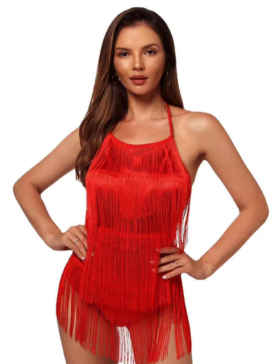 Sexy Backless Conjoined Twins Tassel Mini&Short Dresses - Image 10