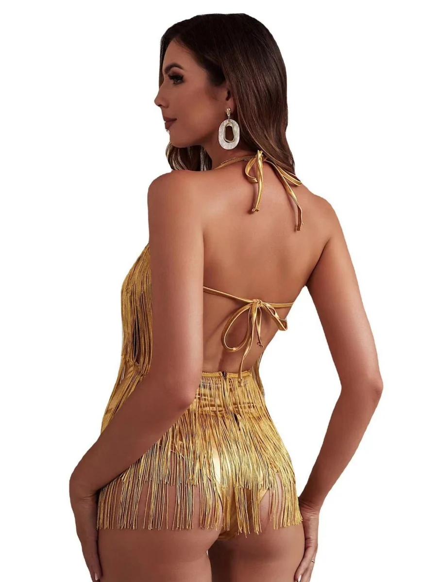 Sexy Backless Conjoined Twins Tassel Mini&Short Dresses - Image 14