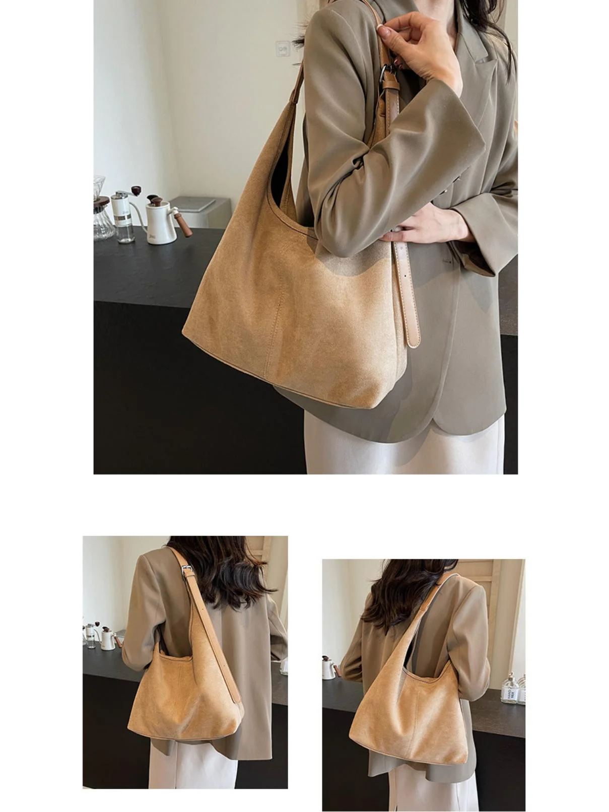 Large Capacity Suede Shoulder Bag - Image 13