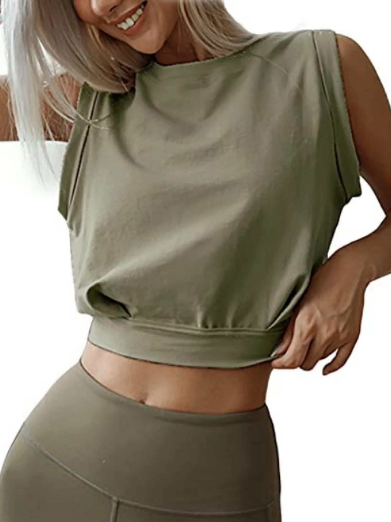 Sleeveless Running And Fitness Cropped Sports Vest - Image 6