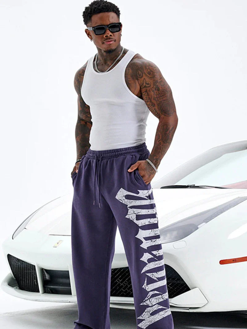 Bodybuilding Jogging Printed Wide-leg Pants - Image 3