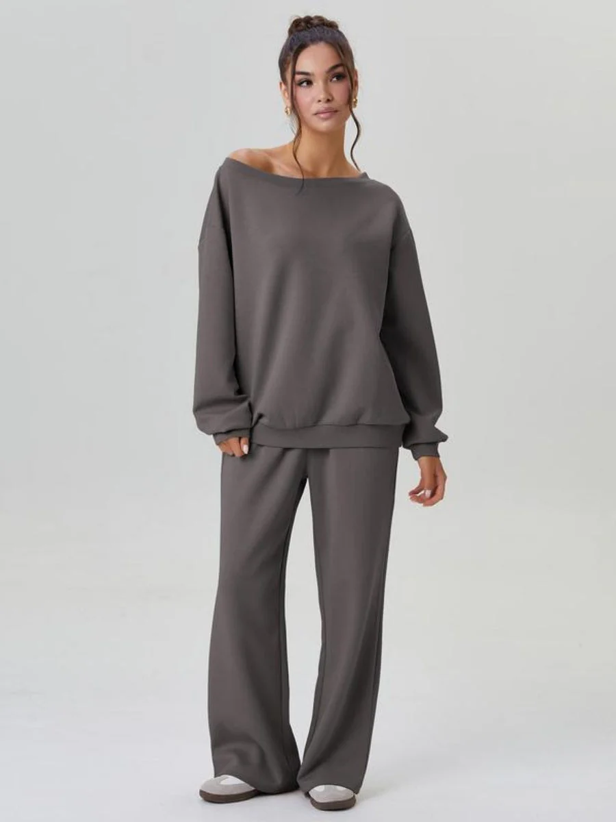 Asymmetrical Shoulder Design Sporty Casual Fashion 2-piece Sets - Image 4