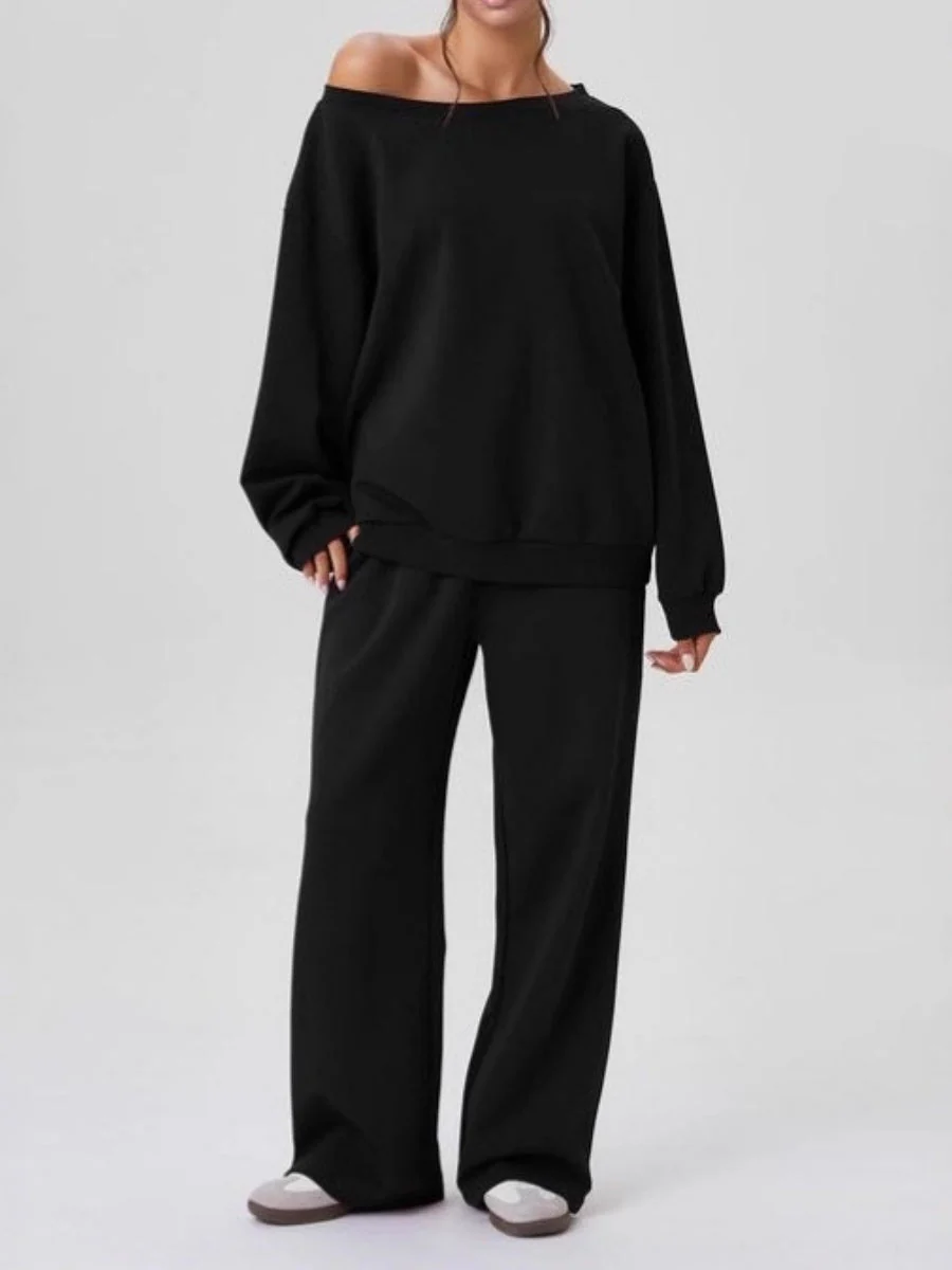 Asymmetrical Shoulder Design Sporty Casual Fashion 2-piece Sets - Image 5