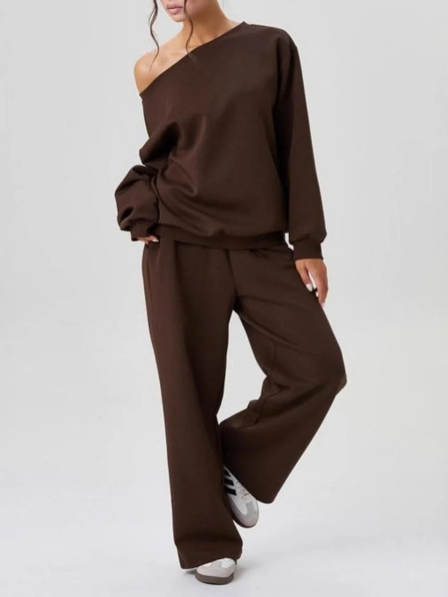 Asymmetrical Shoulder Design Sporty Casual Fashion 2-piece Sets - Image 7