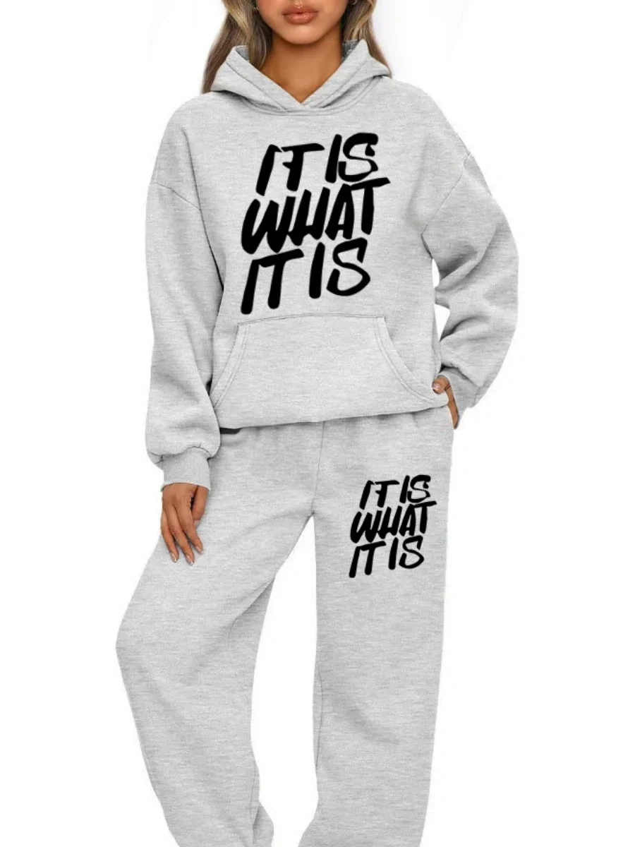 Printed Letter Leisure Hoodies Sweatpants 2-piece Sets - Image 6