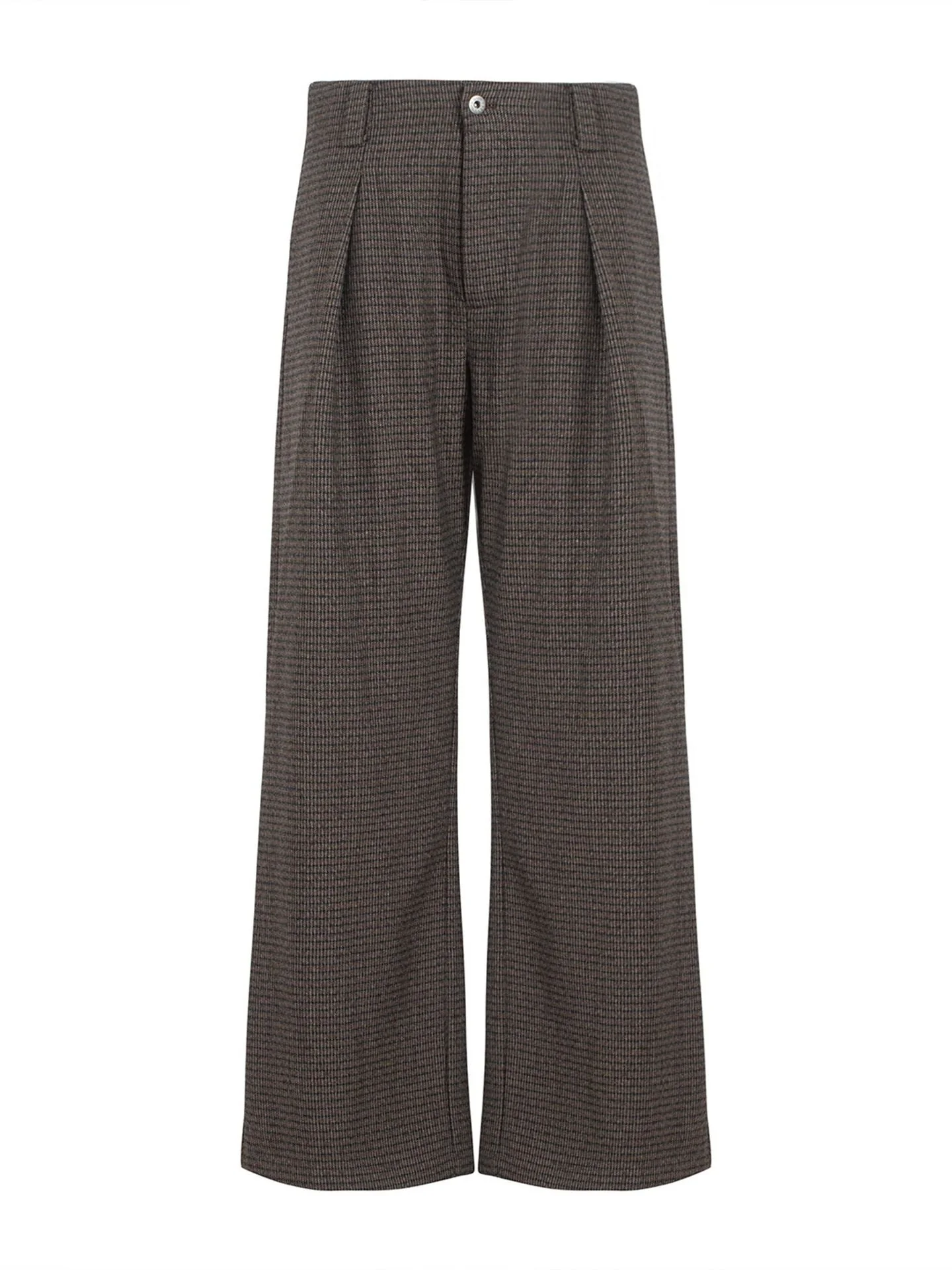 Wool-Blend Houndstooth-Stripe Pleated A-Line Wide-Leg Trousers - Image 7