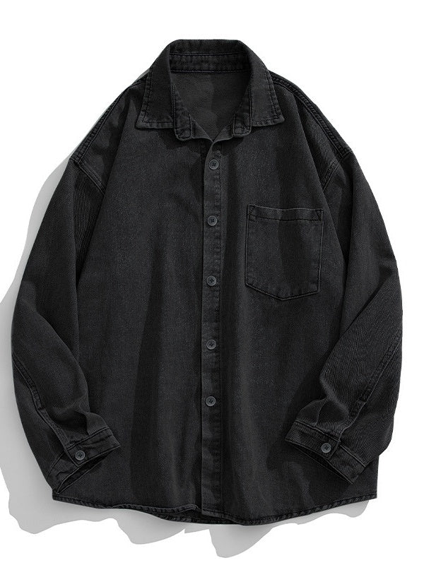 Washed Loose-Fit Denim Long-Sleeve Shirt - Image 5