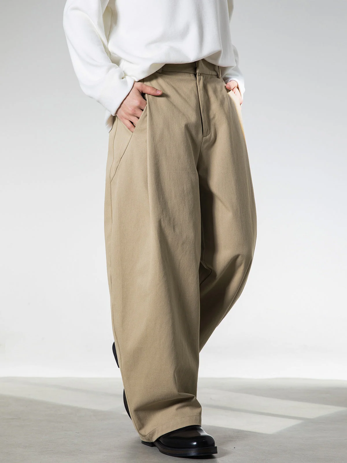 3D Pleats Pure Cotton Loose-fit Straight-fit Pants - Image 2