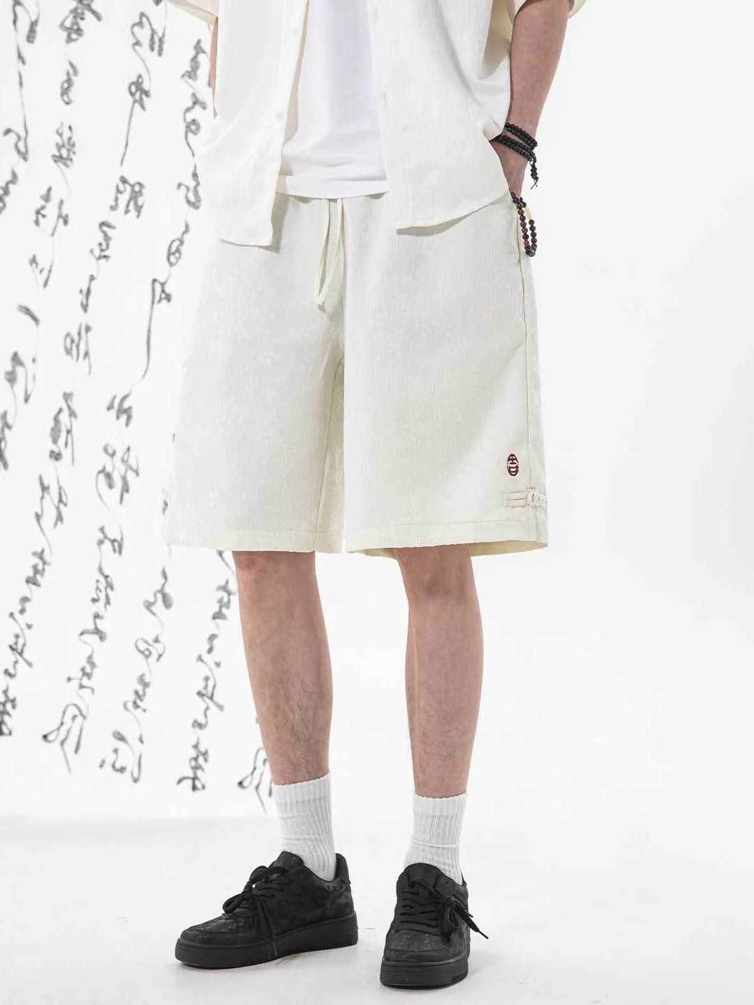 New Chinese Style Plum Bossom Breathable Shorts - Image 2