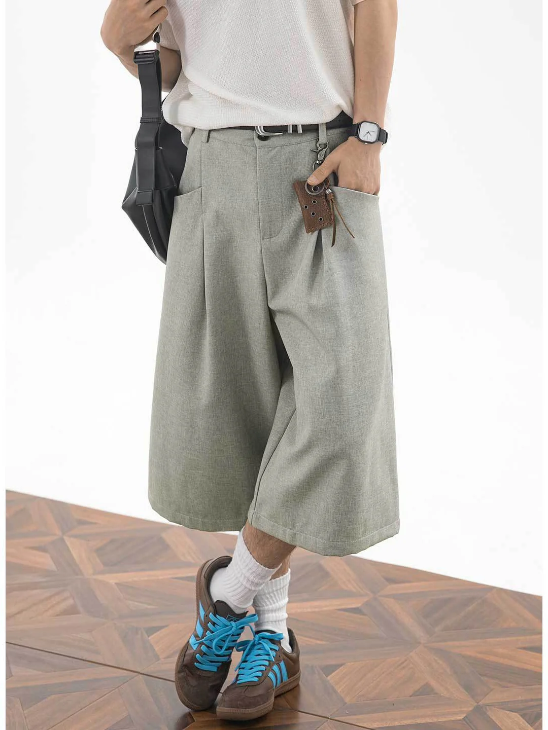 Imitation Linen Loose-fit 7 Points Dress Pants Shorts