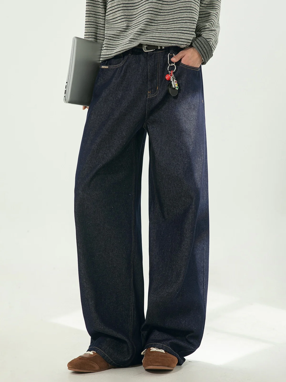Retro Color-blocked Loose-fit Straight-fit Jeans - Image 2