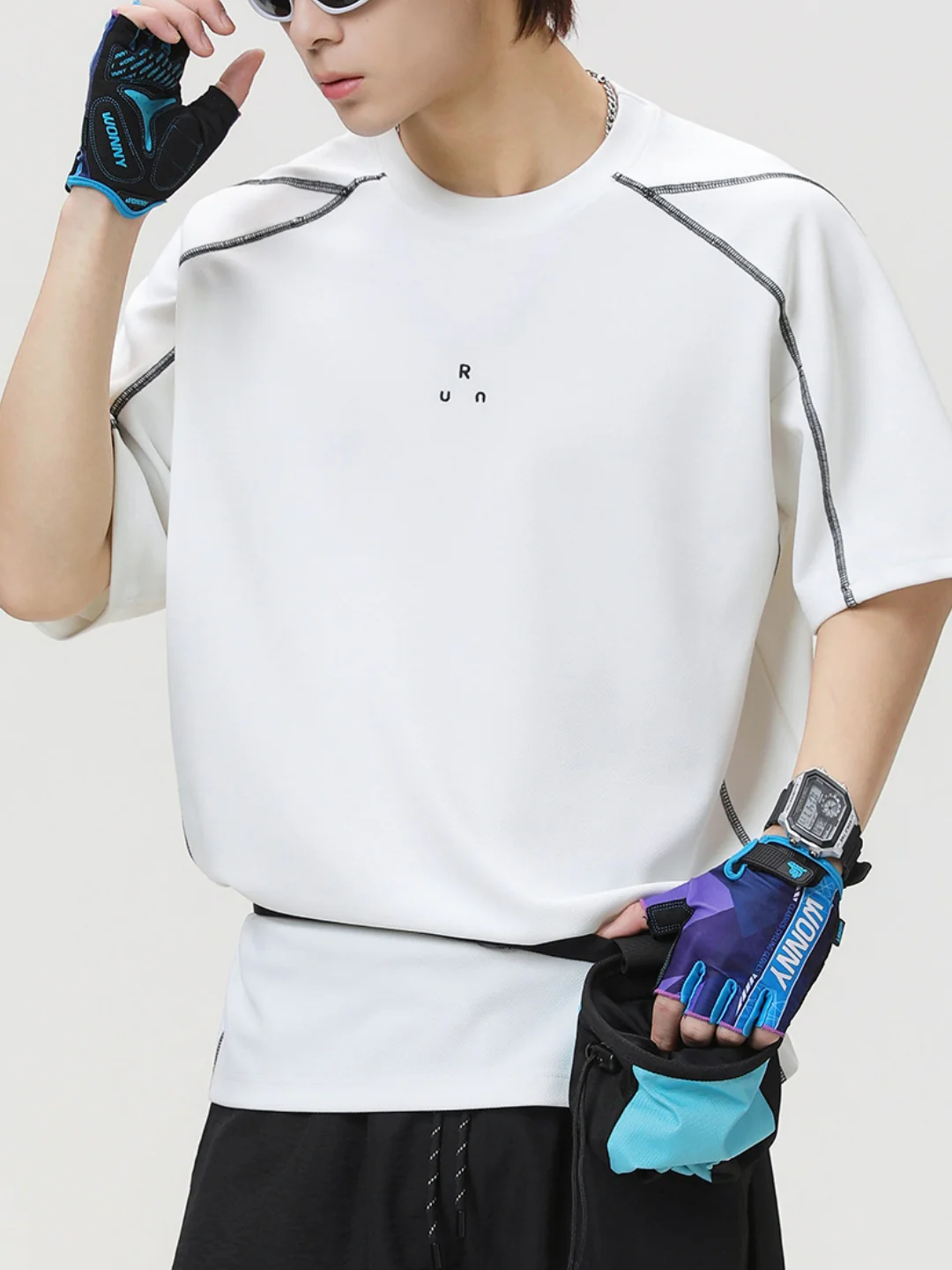 Color-blocked Printed Breathable Sports T-shirts - Image 2