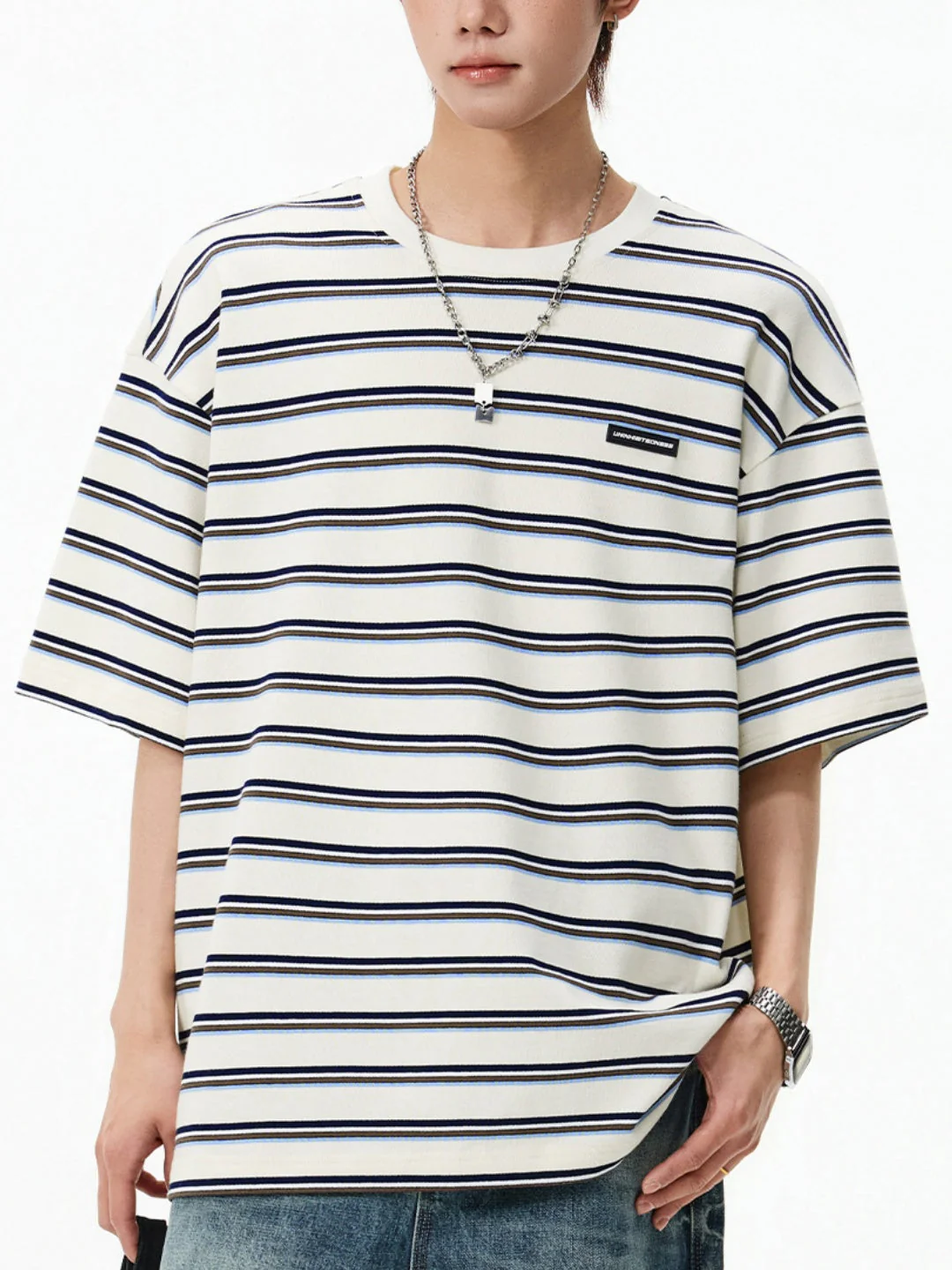 Color-blocked Stripes Loose-fit T-shirts - Image 3