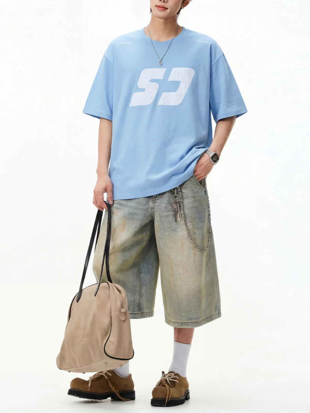 Color-blocked Printed Loose-fit T-shirts - Image 2