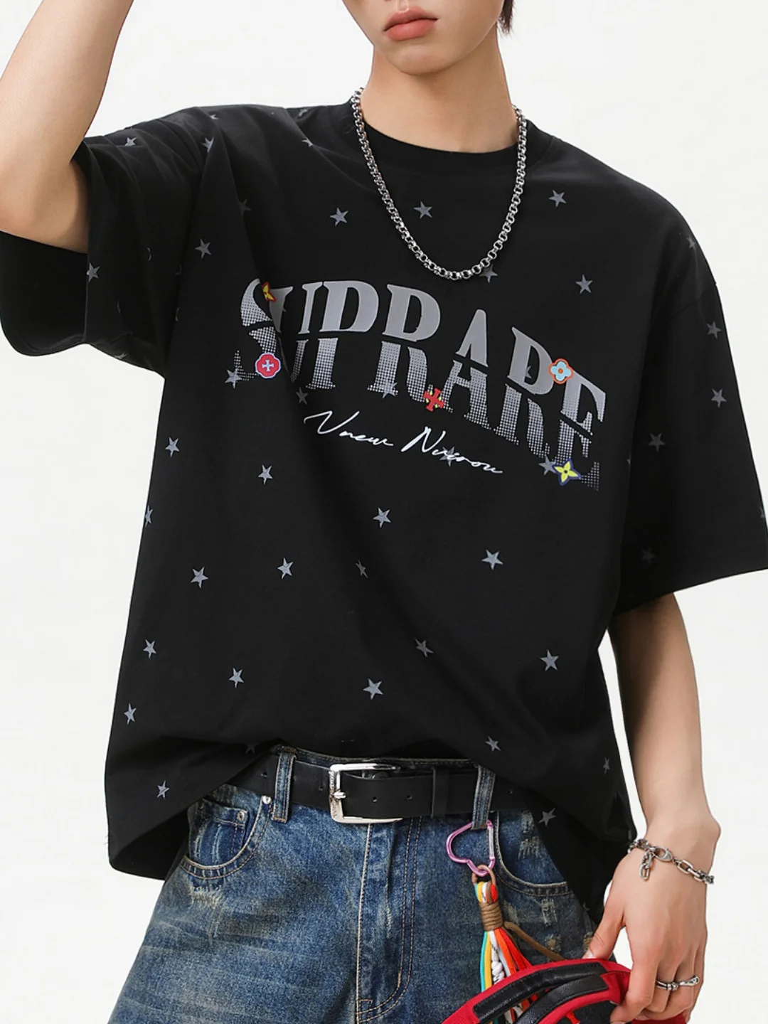 Full Stars Color-blocked Letter Printed T-shirts - Image 5