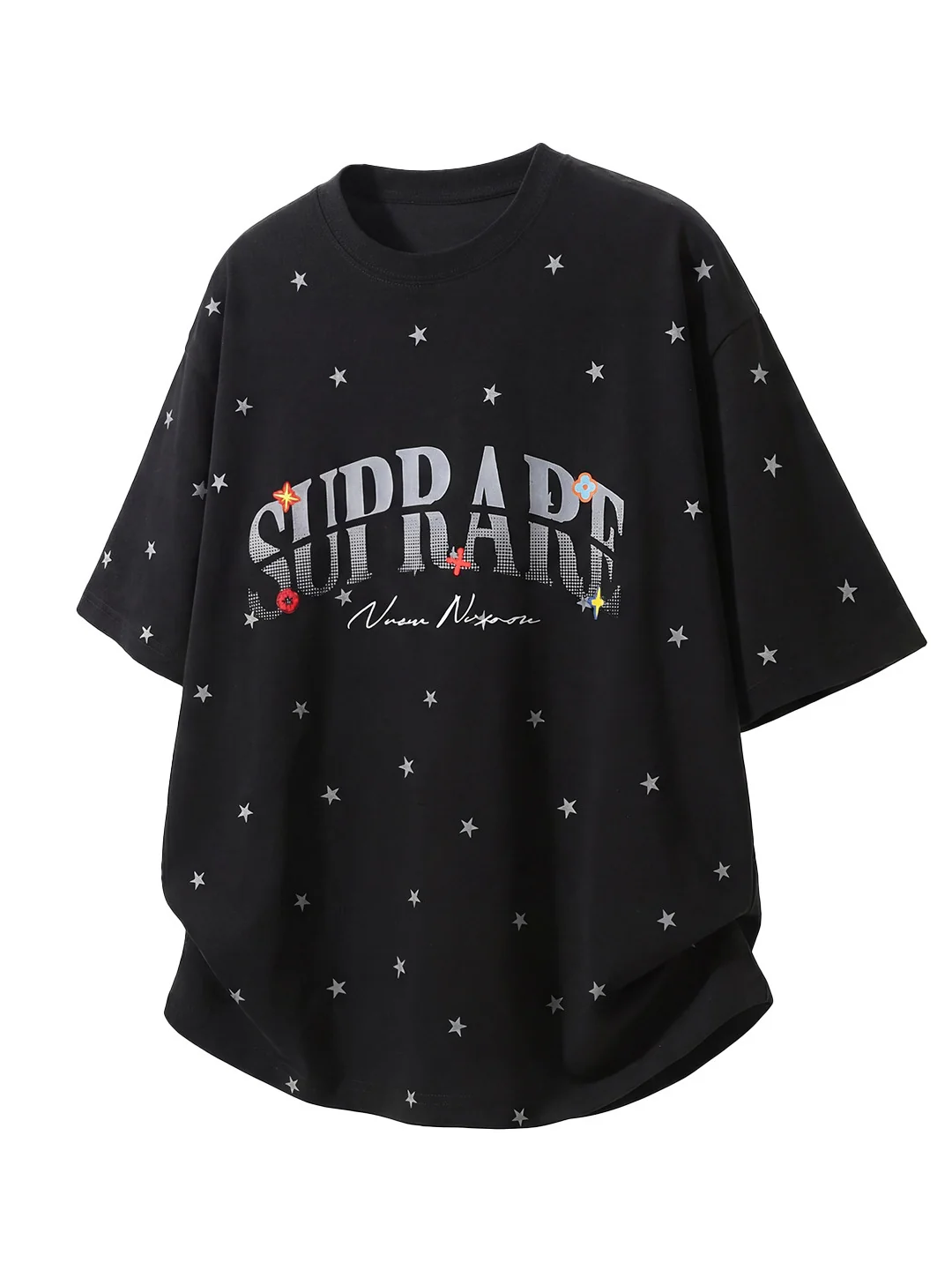 Full Stars Color-blocked Letter Printed T-shirts - Image 7