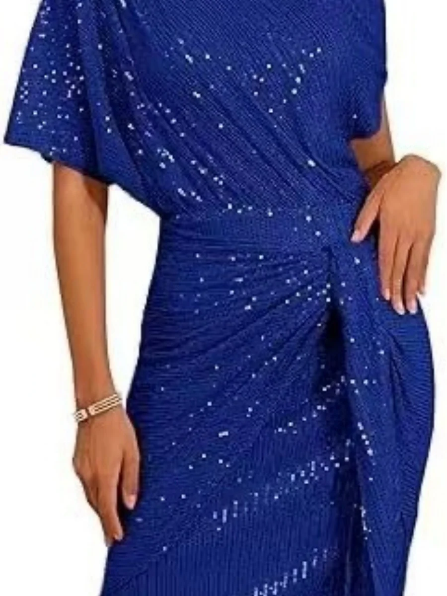 Sloping Shoulders Sequins Bandage Parties Mini&Short Dresses - Image 13