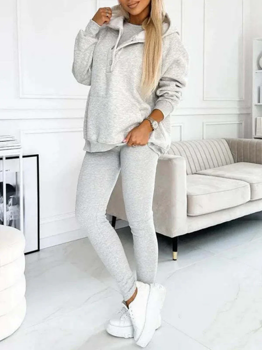 Sporty Casual Hoodie Sweatshirt, Ribbed Slim Fit Vest And Pants Three-piece Set - Image 5