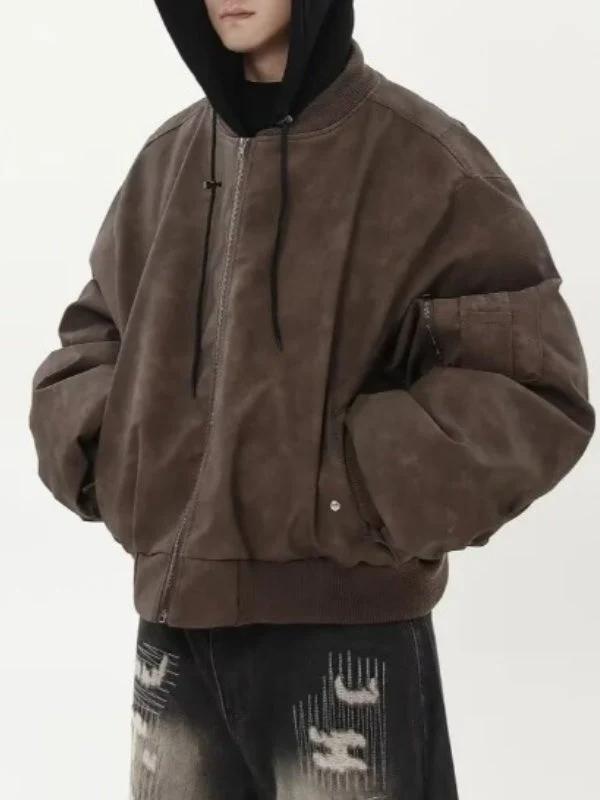 Melange Tie-Dye Faux-Leather Hooded Jacket - Image 2