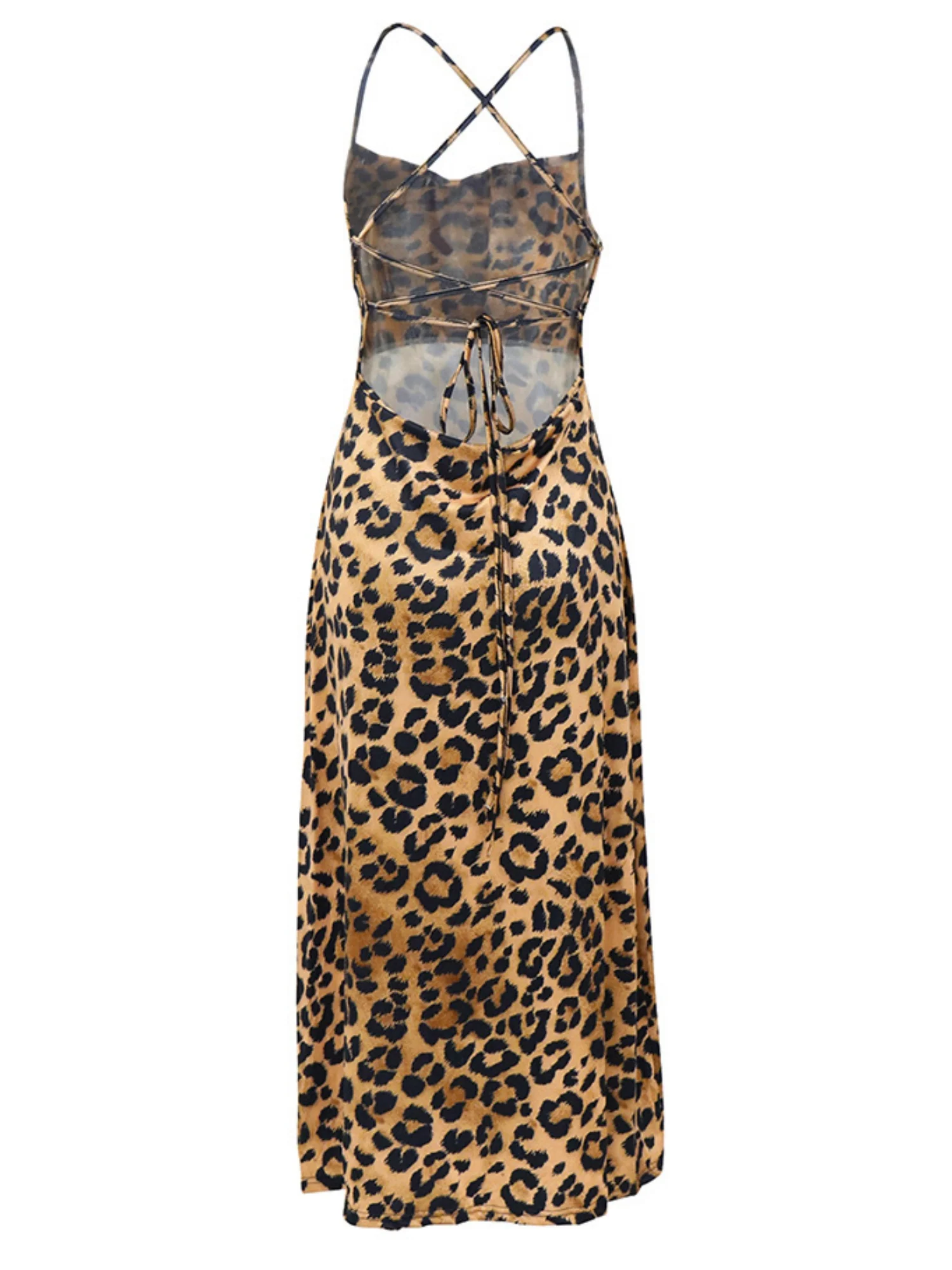 Leopard Print Zebra Print Backless Strappy Maxi Dresses - Image 4
