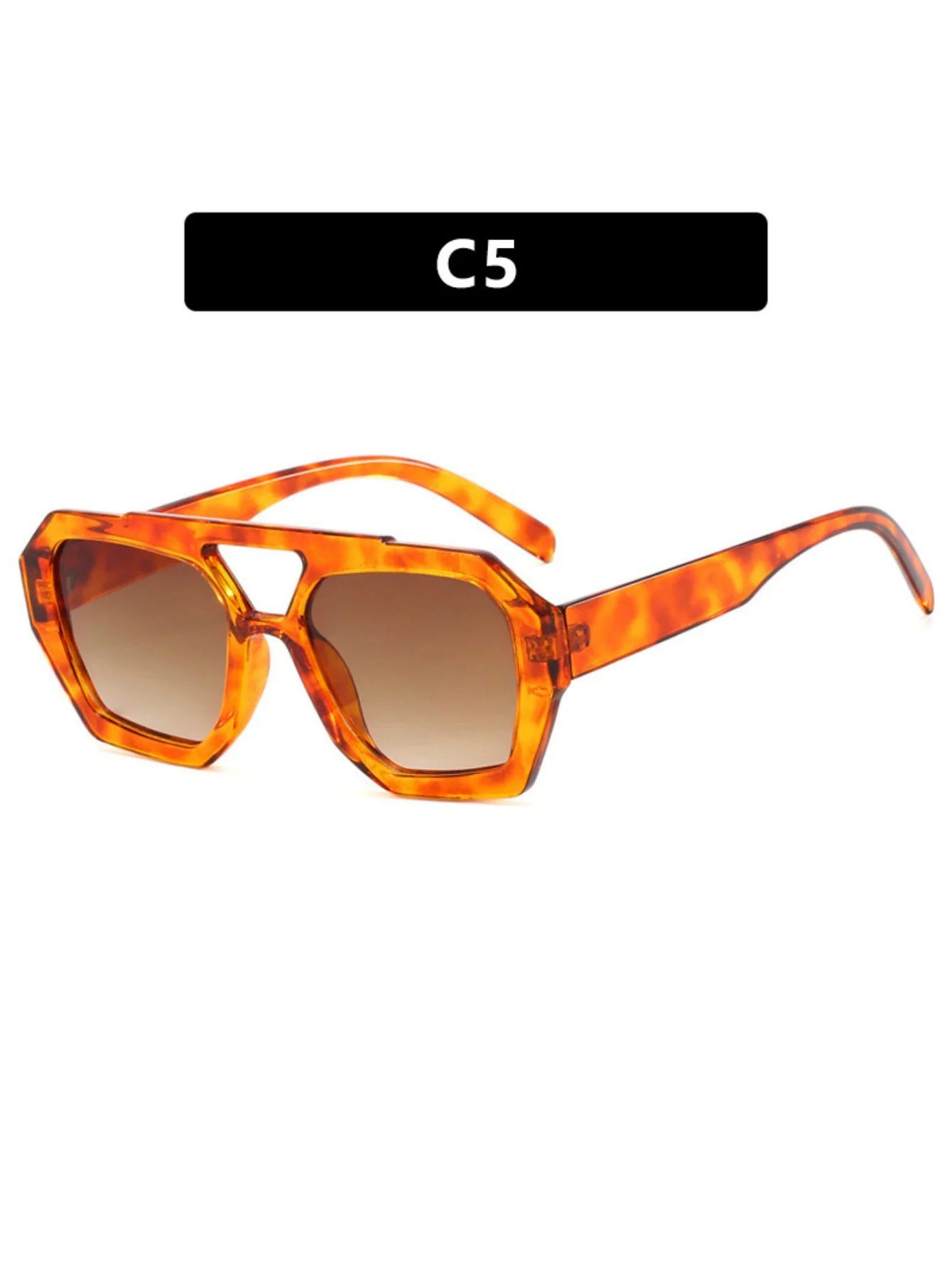 Double-bridge Irregular Leopard Print Sunglasses - Image 8