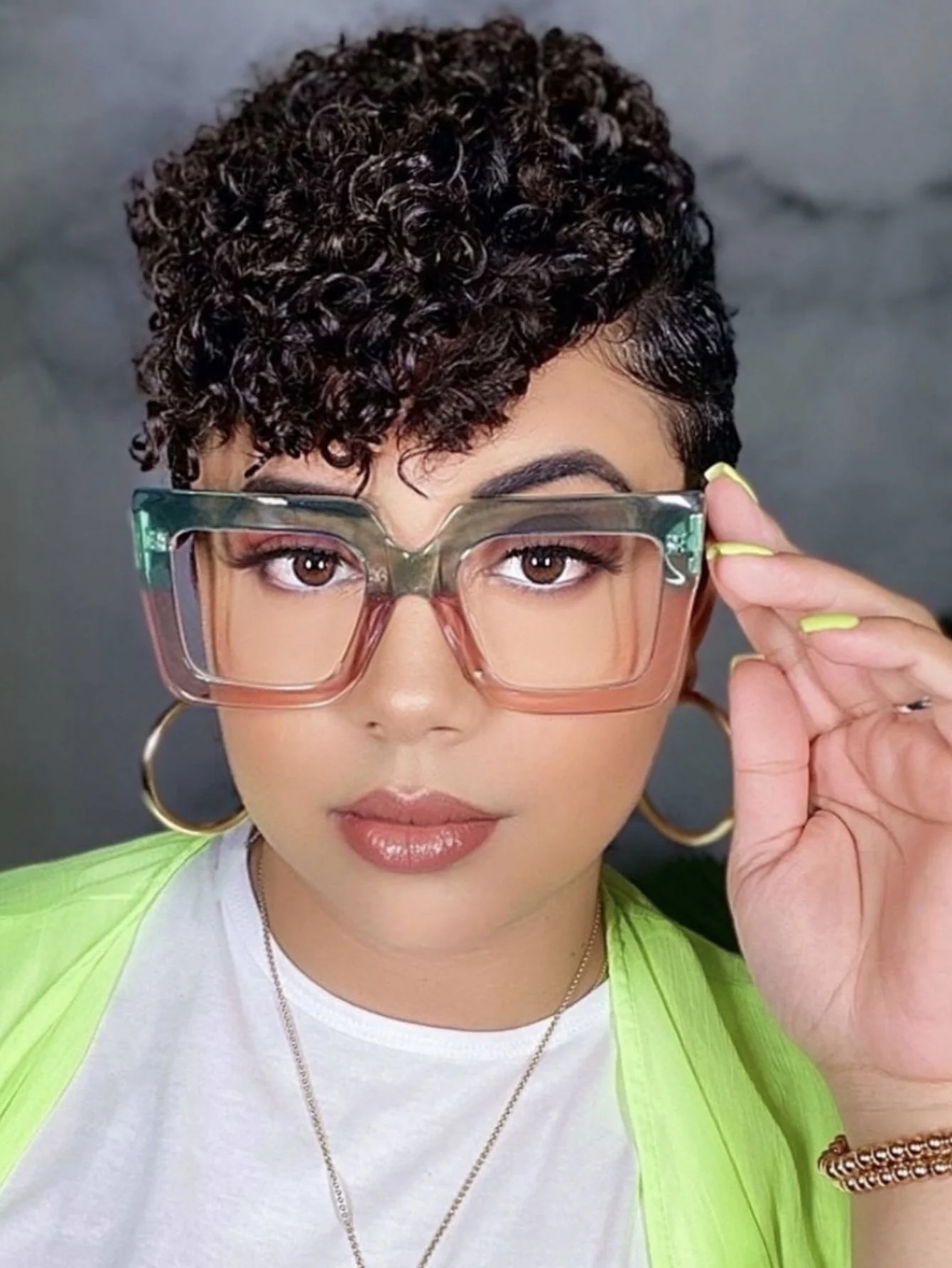 Color-blocked Square Oversized Stylish Glasses - Image 2