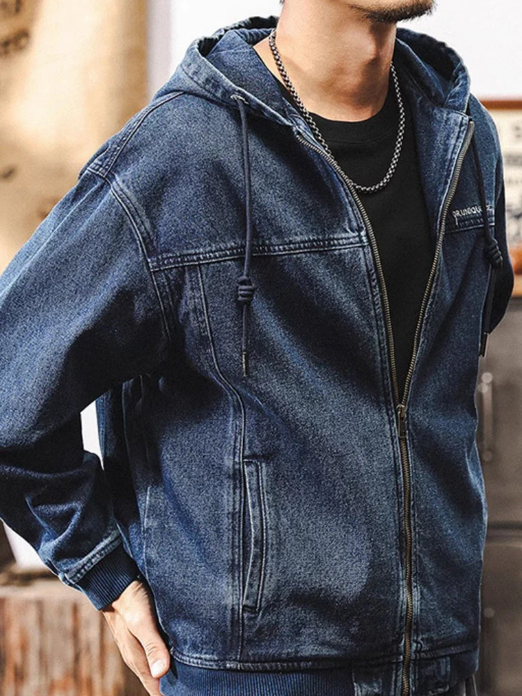 Retro Denim Washed Plush Denim Jacket - Image 3