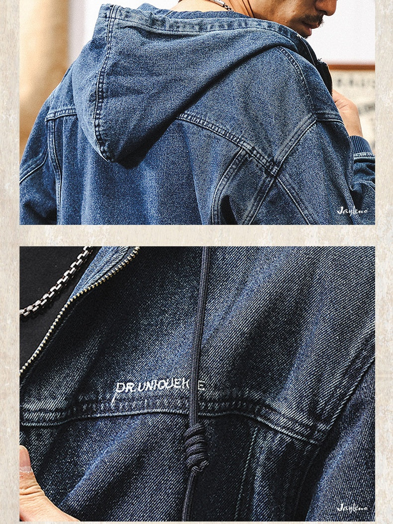Retro Denim Washed Plush Denim Jacket - Image 4