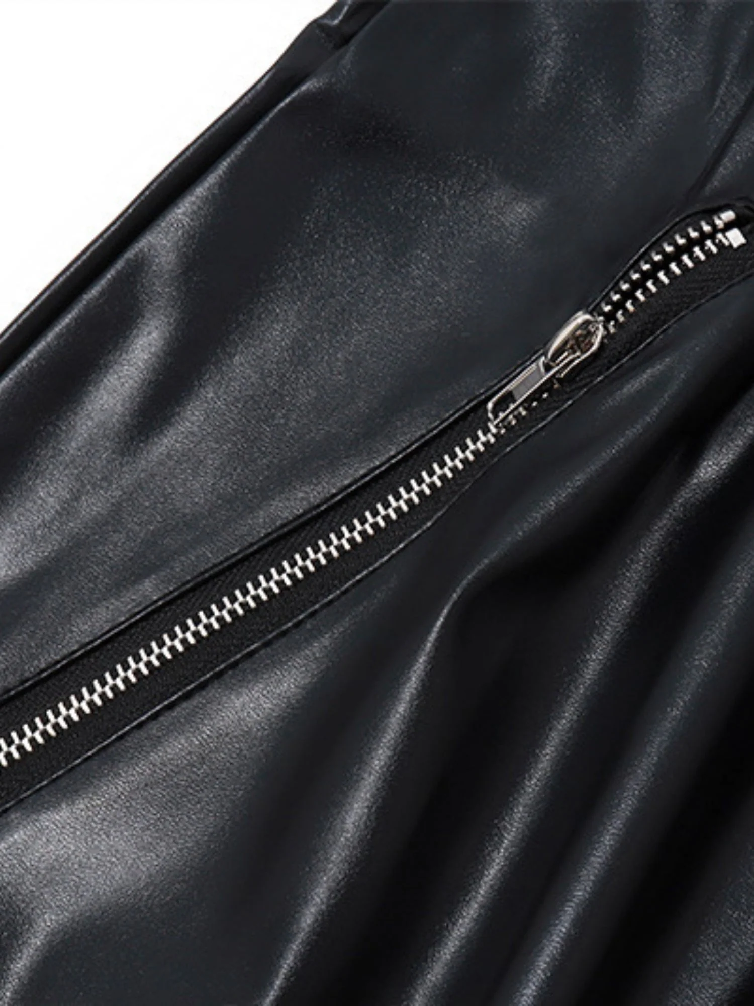 PU Leather Fold Zipper Buttons High-waisted Hip-hugging Skirts - Image 6