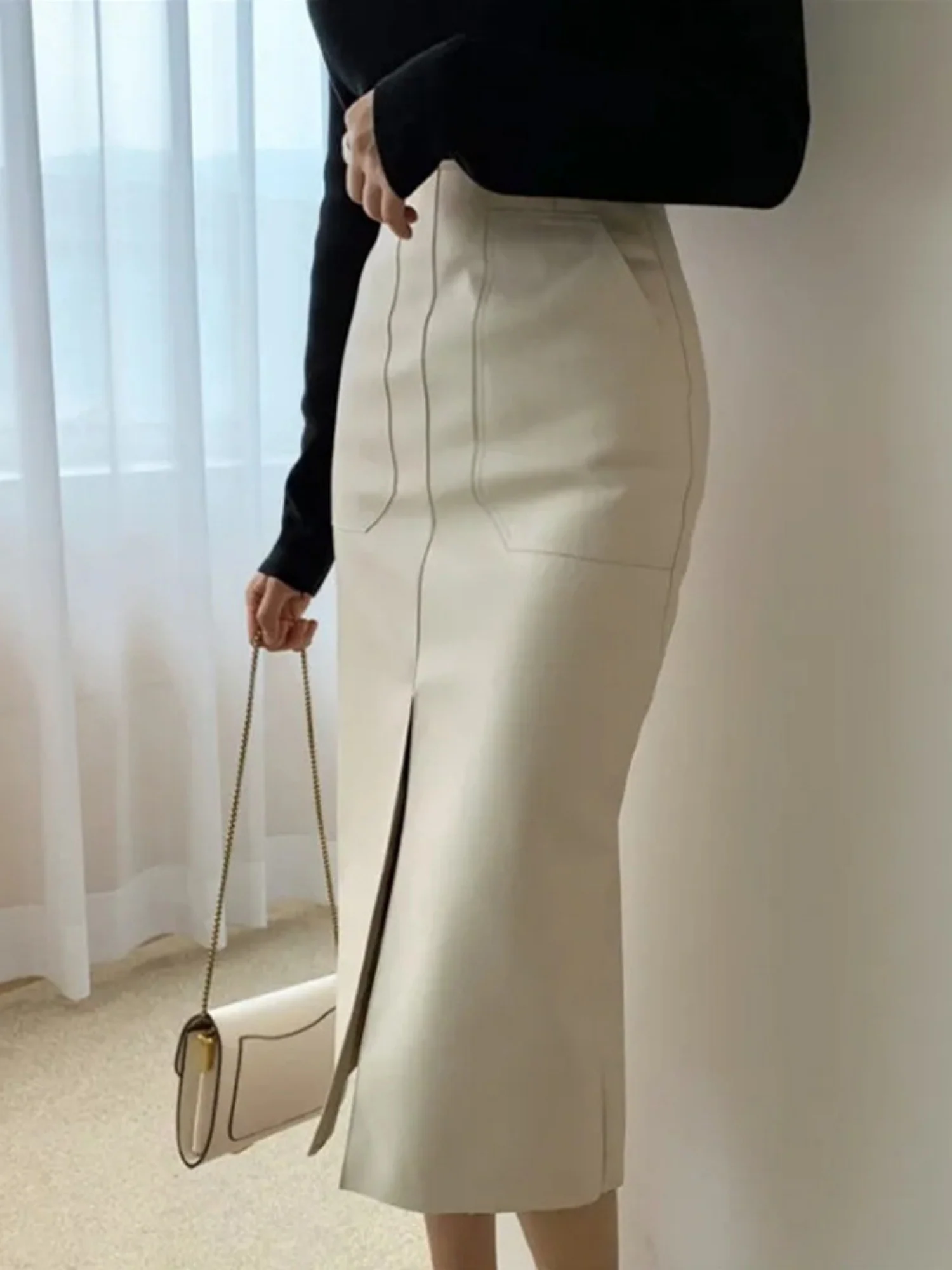 PU Leather Deep Fork Skirts - Image 6