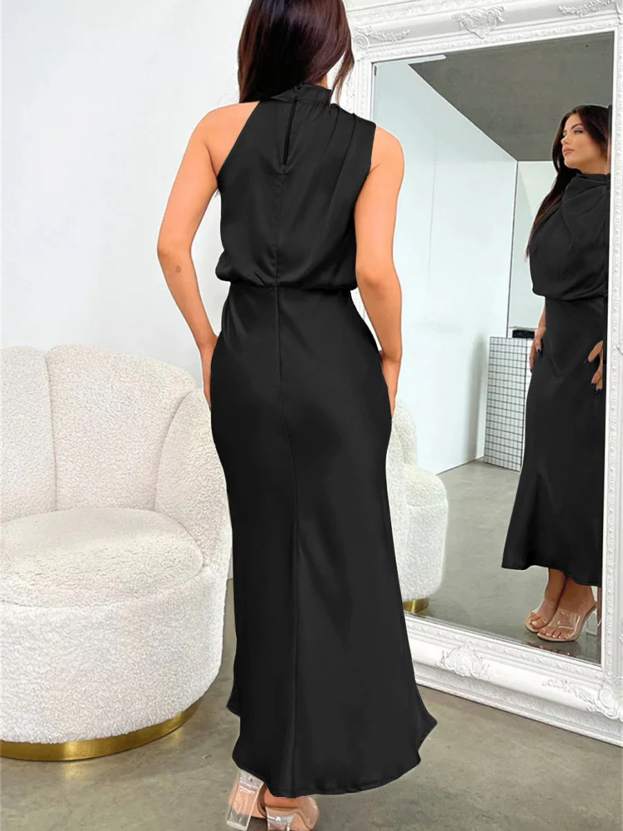 Satin Sleeveless Parties Bridesmaid Midi Dresses - Image 6