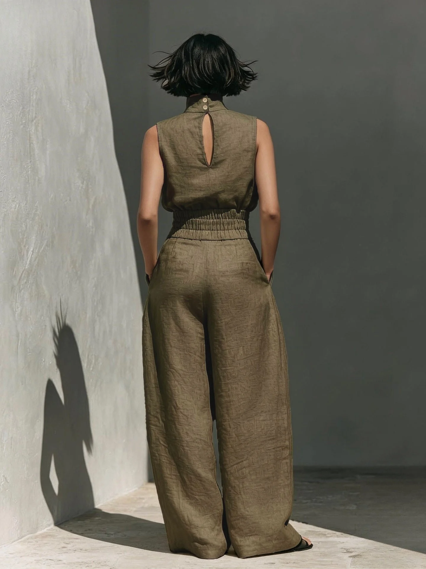 Cotton And Linen Sleeveless Trousers Casual Two-piece Set - Image 6