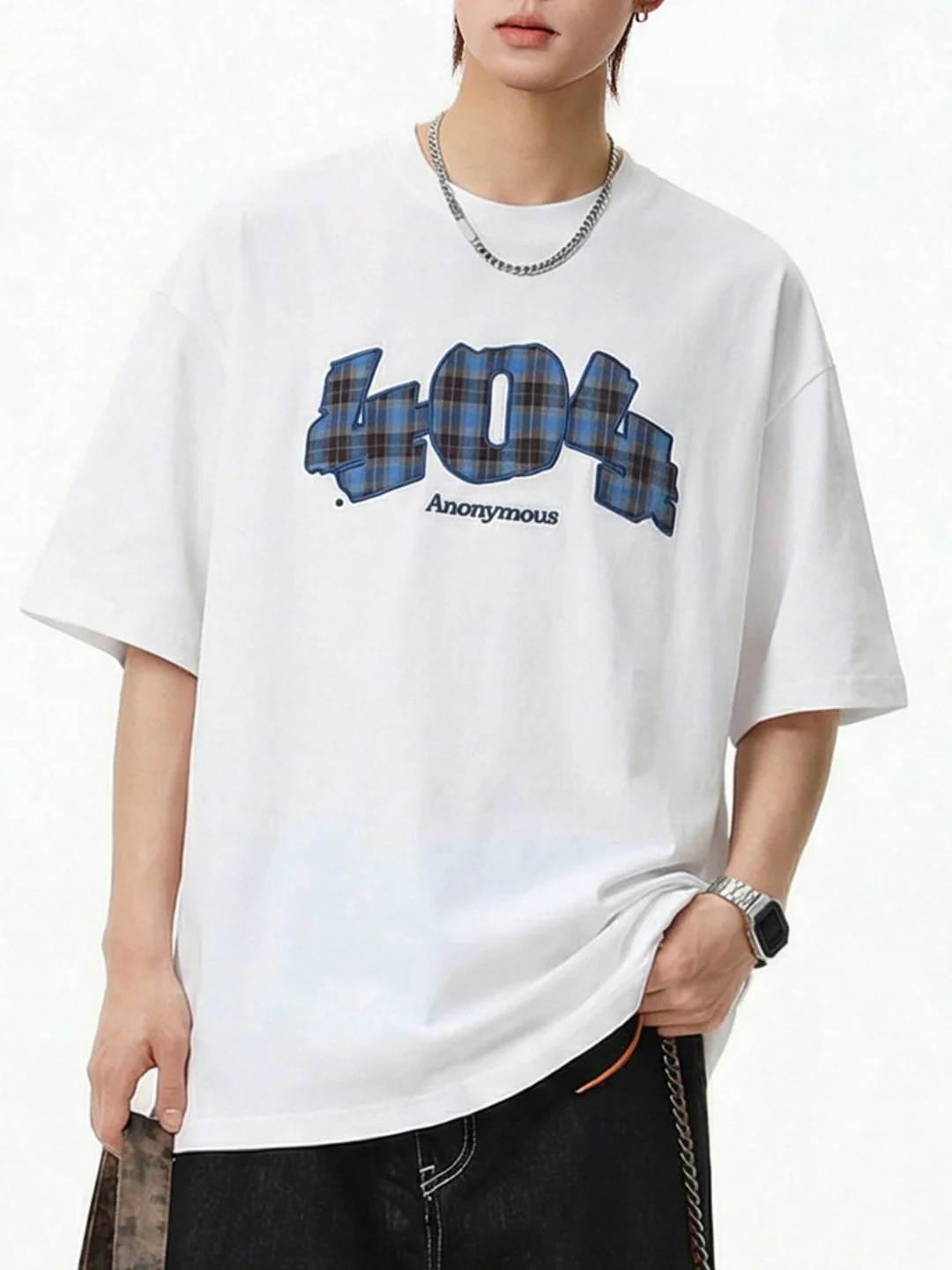 Number Plaid Printed Loose-fit T-shirts - Image 5