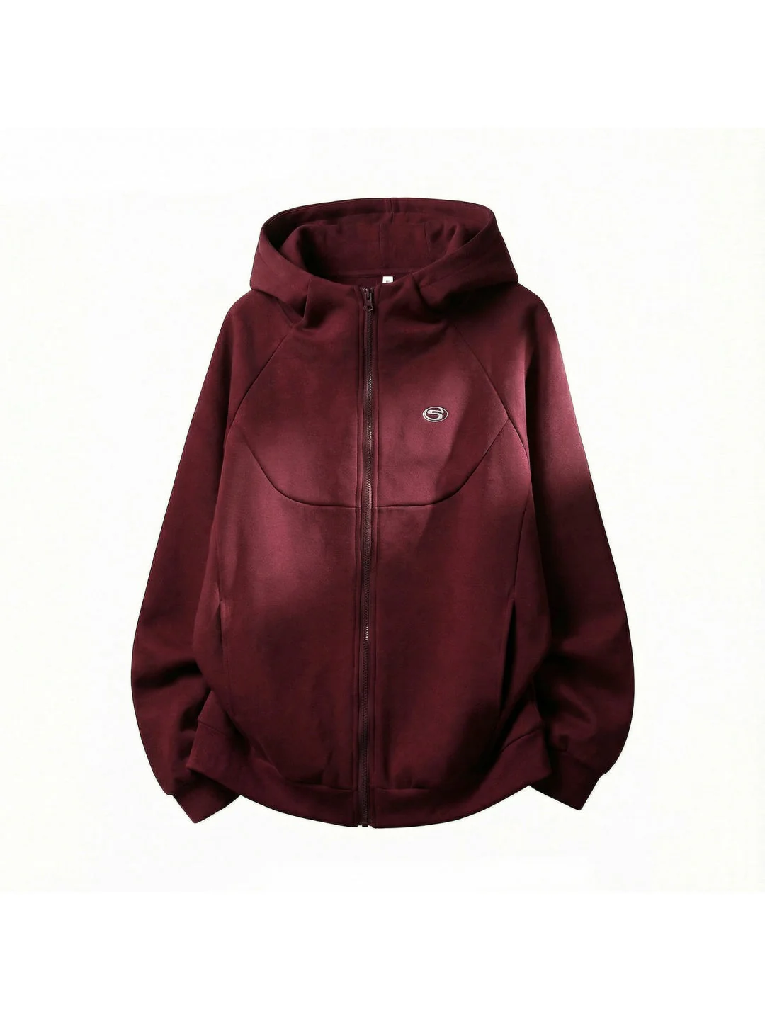 Boxy Color-blocked Embroidery Hoodies Cardigan - Image 2